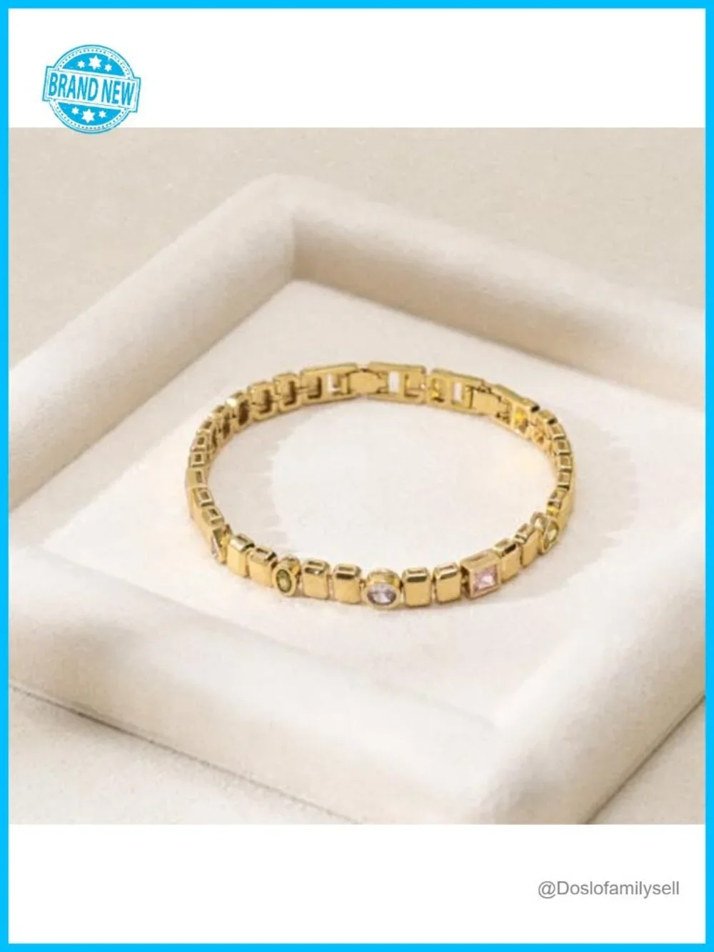 Gold Plated Link Bracelet for Women, Stackable, Adjustable Jewelry